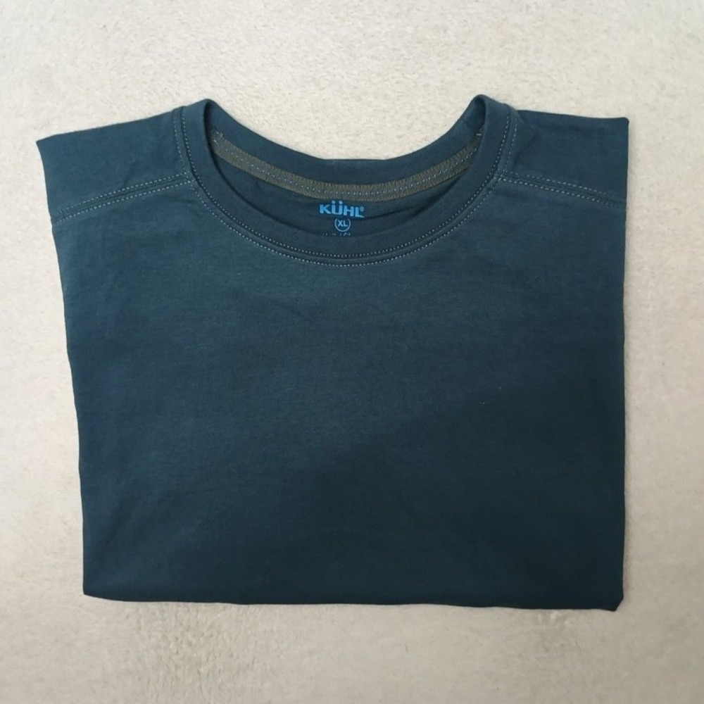 KÜHL Shirt Mens XL Blue Short Sleeve Crewneck Tagless Wildfibre Bravado 7200
